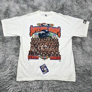 Vintage Starter Denver Broncos Super Bowl XXXII Championship T-Shirt  (LARGE)